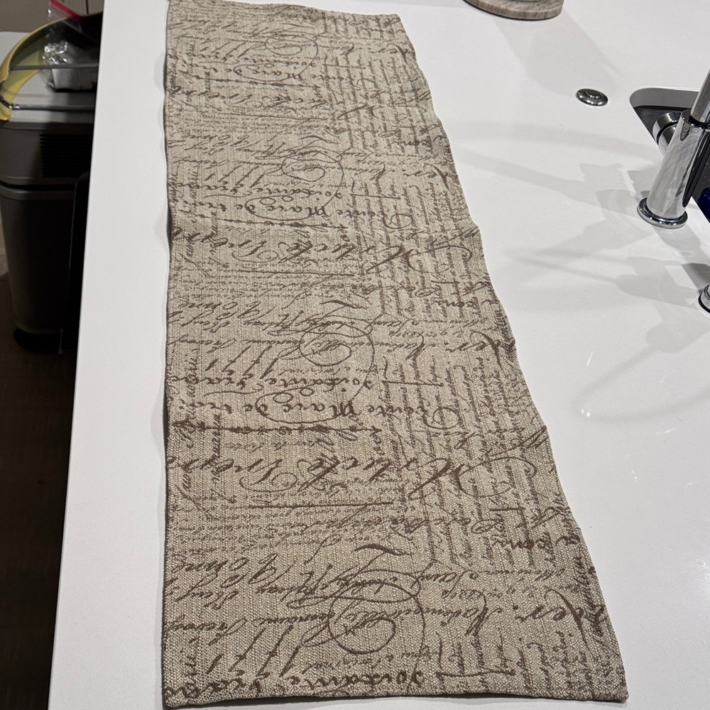 Beige Script Print Table Runner - Picture 2 of 2